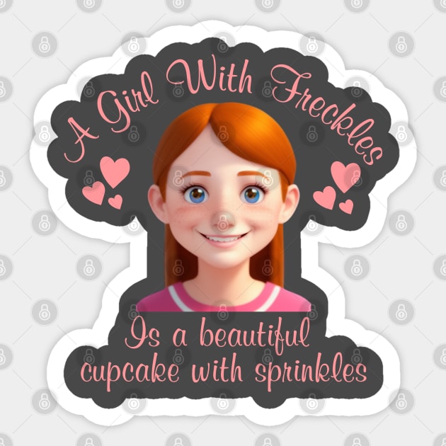 A Girl With Freckles Cupcake Sticker by Chris Coolski